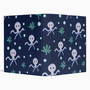 Octopus under the sea kids pattern 3 ring binder