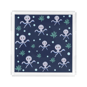Octopus under the sea kids pattern acrylic tray