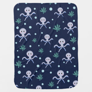 Octopus under the sea kids pattern baby blanket