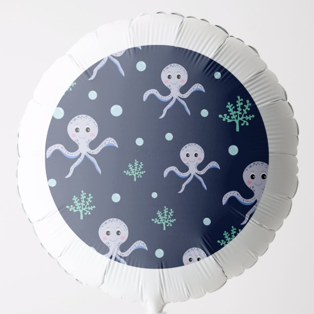 Octopus under the sea kids pattern balloon (Front)