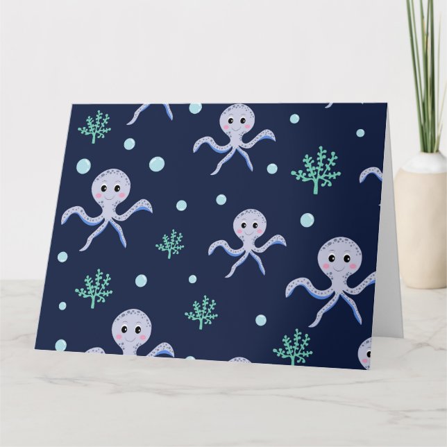 Octopus under the sea kids pattern card (Front)