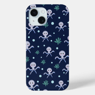 Octopus under the sea kids pattern iPhone 15 case