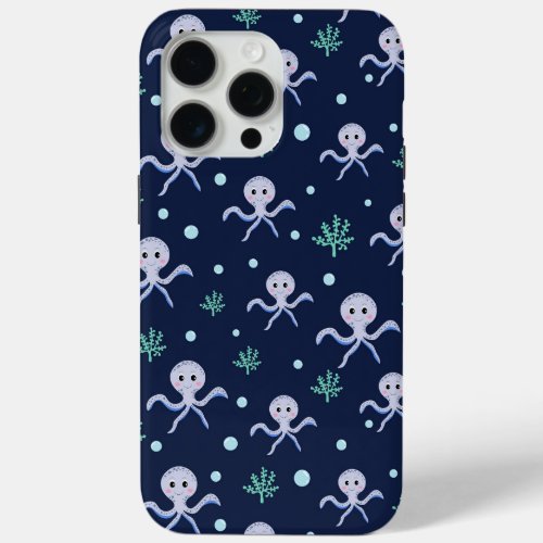 Octopus under the sea kids pattern iPhone 15 pro max case