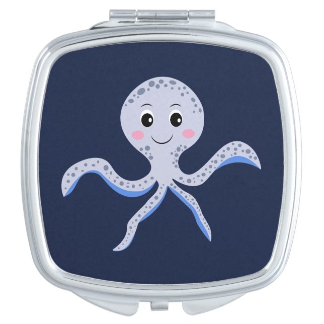 Octopus under the sea kids pattern compact mirror (Front)