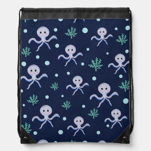 Octopus under the sea kids pattern drawstring bag