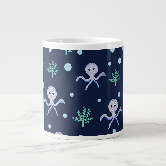 Octopus under the sea kids pattern giant coffee mug (Front)