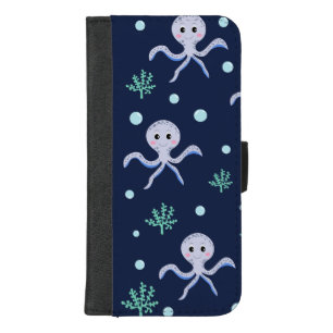 Octopus under the sea kids pattern iPhone 8/7 plus wallet case