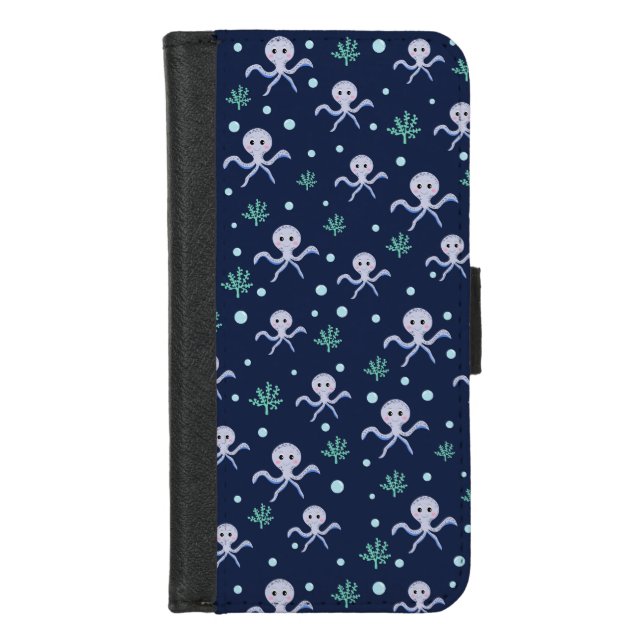 Octopus under the sea kids pattern iPhone wallet case (Front)