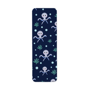 Octopus under the sea kids pattern label
