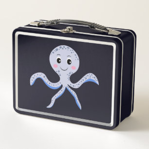 Octopus under the sea kids pattern metal lunch box