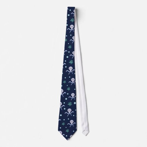 Octopus under the sea kids pattern neck tie