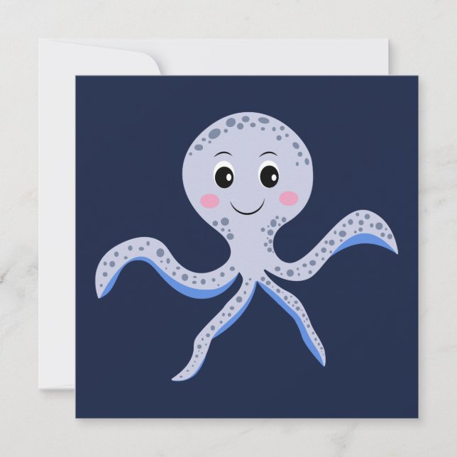 Octopus under the sea kids pattern note card (Front)