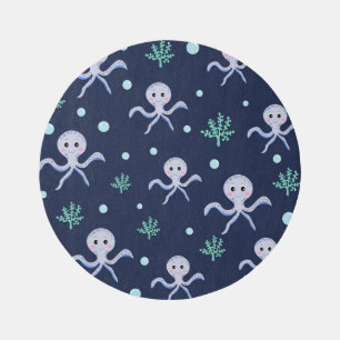 Octopus under the sea kids pattern outdoor rug
