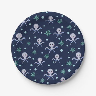 Octopus under the sea kids pattern paper plates