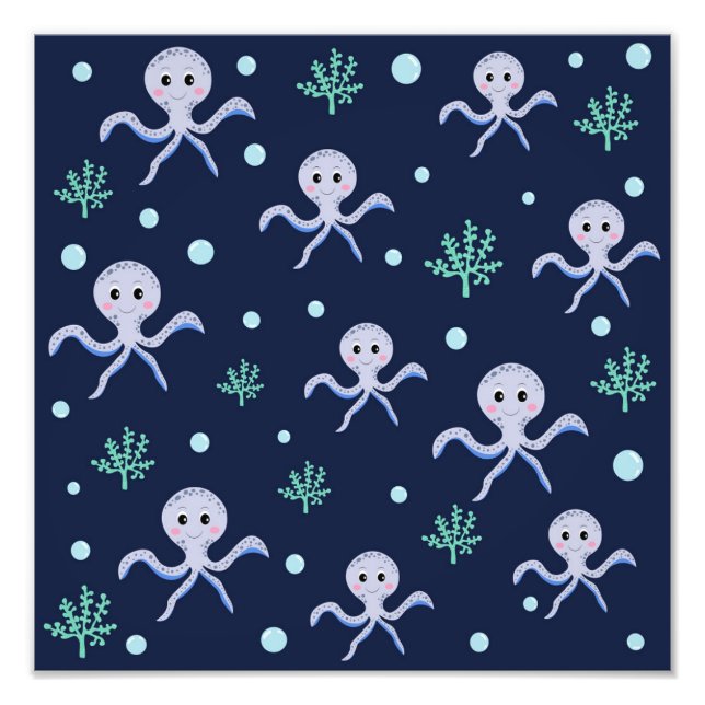 Octopus under the sea kids pattern photo print (Front)