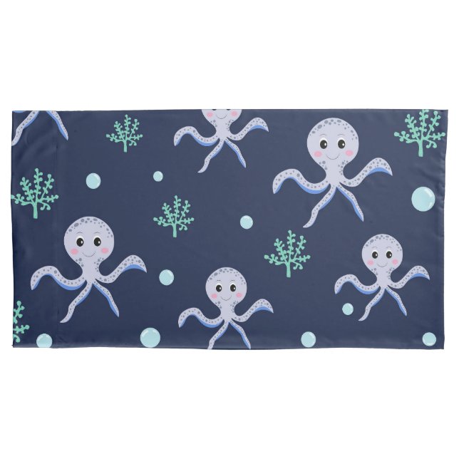 Octopus under the sea kids pattern pillow case (Front-Left)