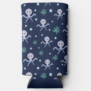 Octopus under the sea kids pattern seltzer can cooler