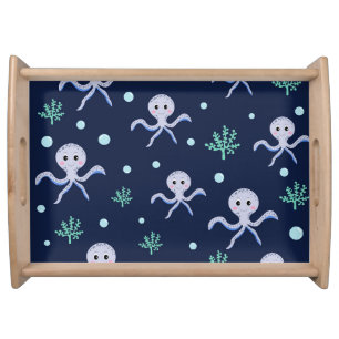 Octopus under the sea kids pattern serving tray