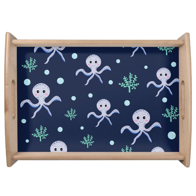 Octopus under the sea kids pattern serving tray (Front)