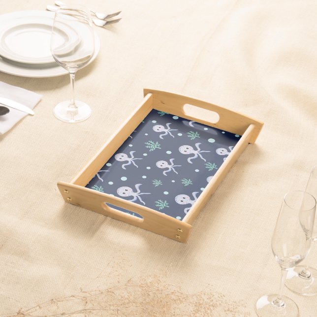 Octopus under the sea kids pattern serving tray (Front)