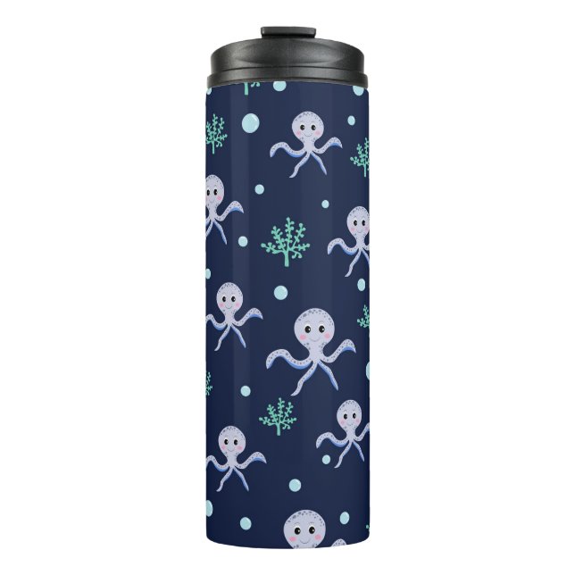 Octopus under the sea kids pattern thermal tumbler (Front)