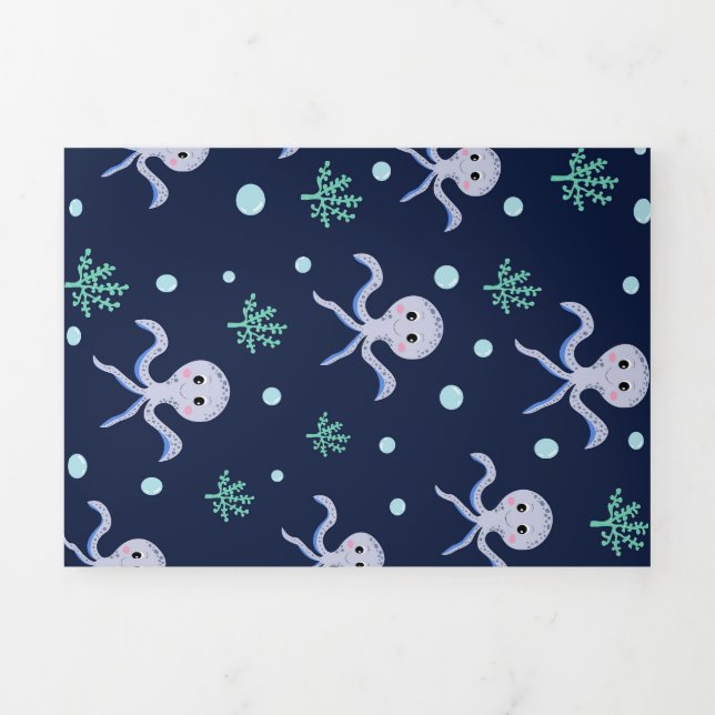 Octopus under the sea kids pattern Tri-Fold program (Cover)