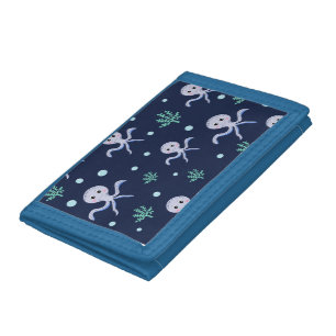 Octopus under the sea kids pattern trifold wallet