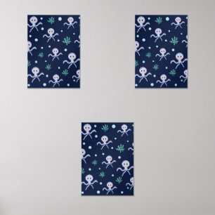 Octopus under the sea kids pattern wall art sets