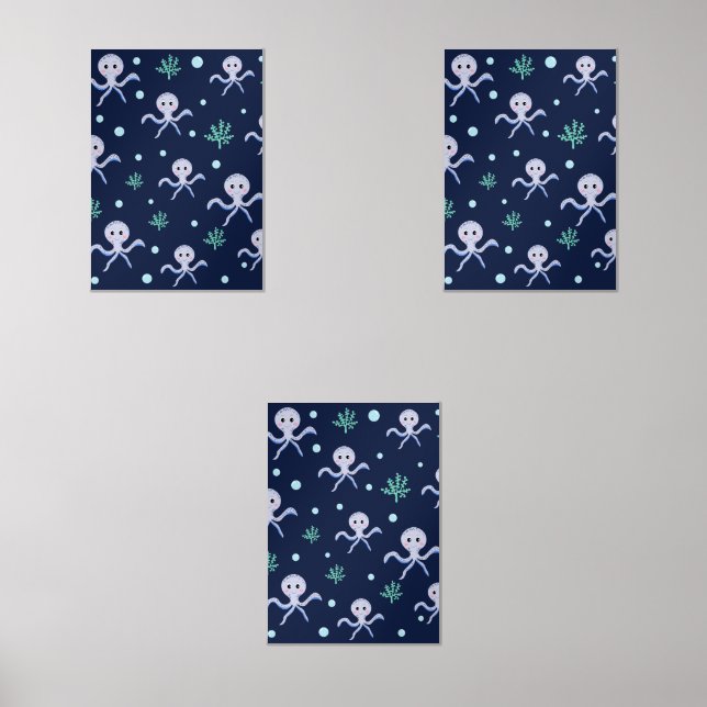Octopus under the sea kids pattern wall art sets (Front)