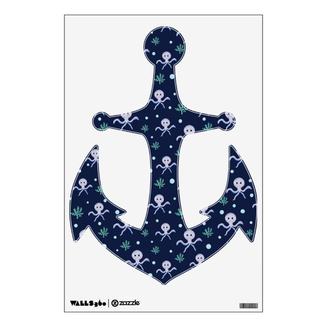 Octopus under the sea kids pattern wall decal (Front)