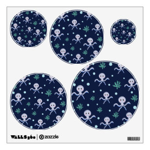 Octopus under the sea kids pattern wall decal
