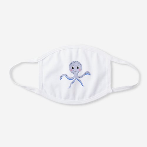 Octopus under the sea kids pattern white cotton face mask