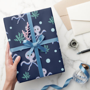 Octopus under the sea kids pattern wrapping paper