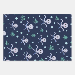 Octopus under the sea kids pattern wrapping paper sheets