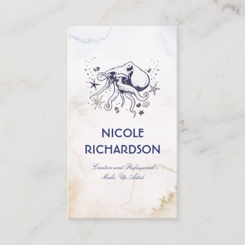 Octopus _ Under the Sea _ Nautical Navy Watercolor Business Card