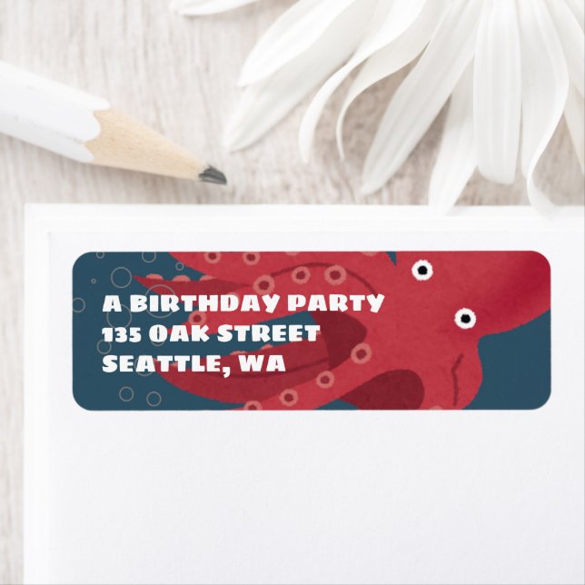 Octopus Undersea Themed Birthday Label (Insitu)