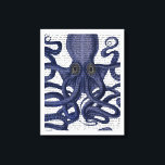 Octopus Up-Close Canvas Print<br><div class="desc">Octopus 9,  Blue by Fab Funky. Upclose image of an octopus with a book page for a background.|191862D</div>
