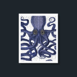Octopus Up-Close Canvas Print<br><div class="desc">Octopus 9,  Blue by Fab Funky. Upclose image of an octopus with a book page for a background.|191862D</div>