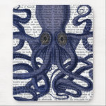 Octopus Up-Close Mouse Pad<br><div class="desc">Octopus 9,  Blue by Fab Funky. Upclose image of an octopus with a book page for a background.|191862D</div>