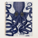 Octopus Up-Close Planner<br><div class="desc">Octopus 9,  Blue by Fab Funky. Upclose image of an octopus with a book page for a background.|191862D</div>