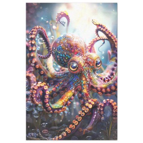 Octopus Vibrantly Colored Decoupage Tissue Paper