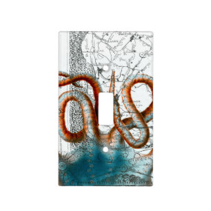Octopus Vintage Map Light Switch Cover