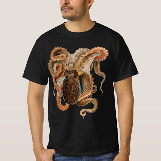 Octopus Vulgaris, Vintage Marine Life Animals T-Shirt (Front)