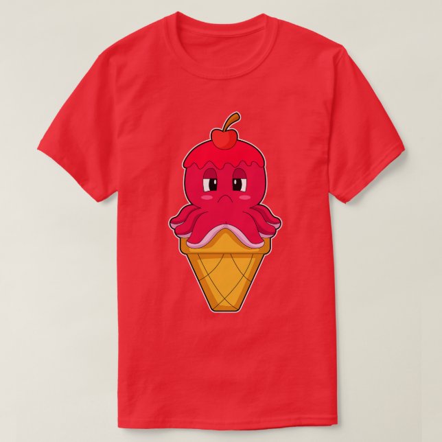 Octopus Waffle ice cream Cherry T-Shirt (Design Front)