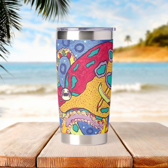 Octopus Water Bottle Insulated Tumbler (Beach)