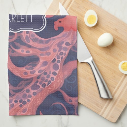 Octopus Watercolor Colorful Personalized Pattern Kitchen Towel