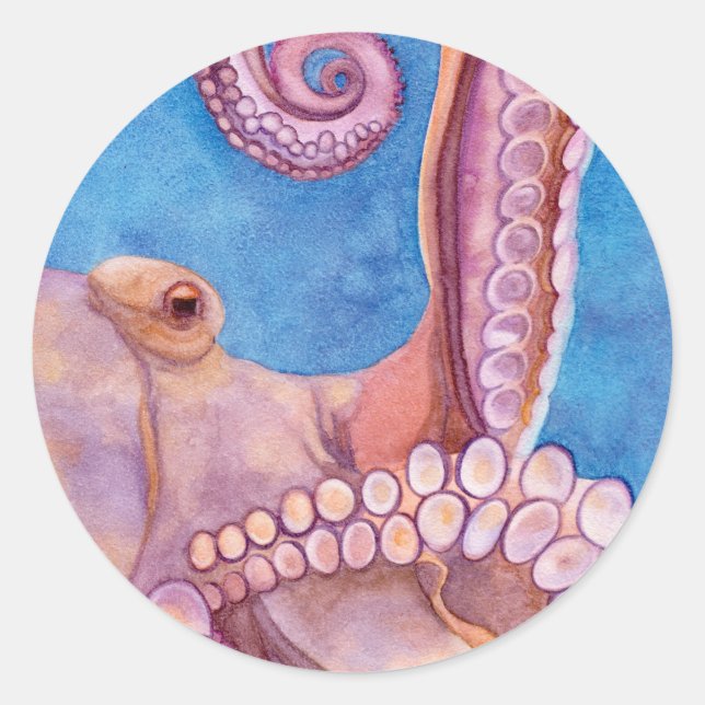 Octopus Watercolor Envelope Seal Sticker (Front)