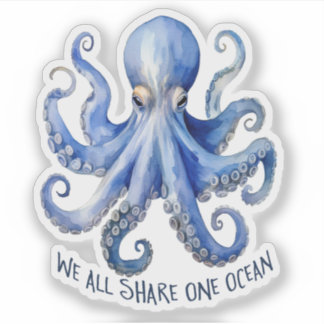 Octopus Watercolor Ocean Conservation Marine Sticker
