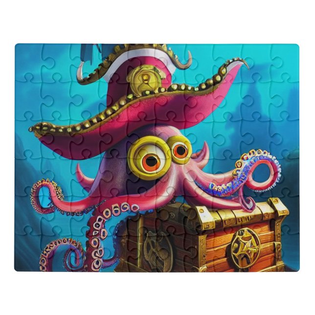 Octopus wearing a pirate hat jigsaw puzzle (Puzzle Horizontal)