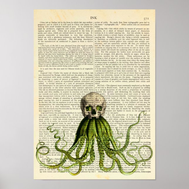 Octopus Wearing a Skull, Gothic, Horror, Squid Art Poster (Front)